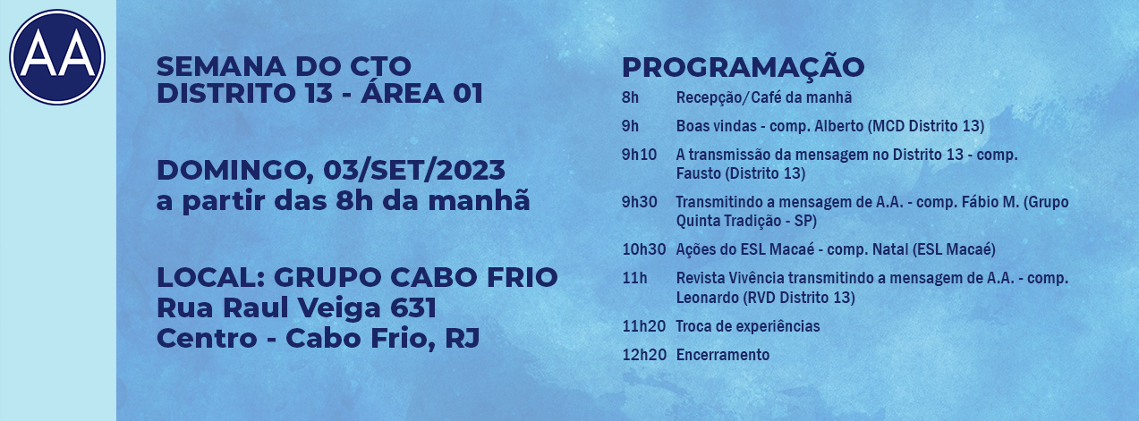 Semana do CTO AA - Distrito 13 - Área 01